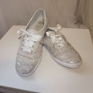8 White Kate Spade Glitter Keds